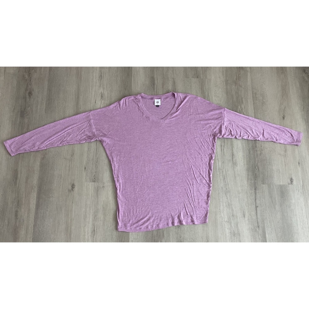 Cabi Womens V-Neck Dolman Long Sleeve Top Orchid Purple Heathered Knit‎ Size M